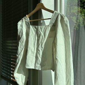 NEW oak and fort linen long sleeve blouse